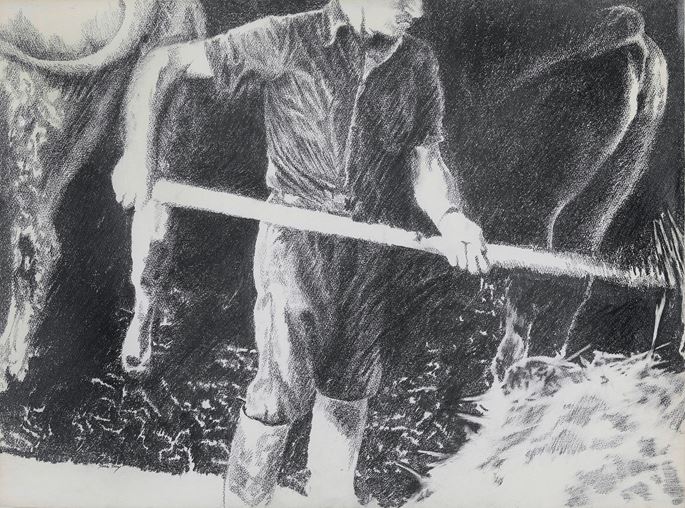 Yvon Pissarro - Farmhand in a Cowshed | MasterArt